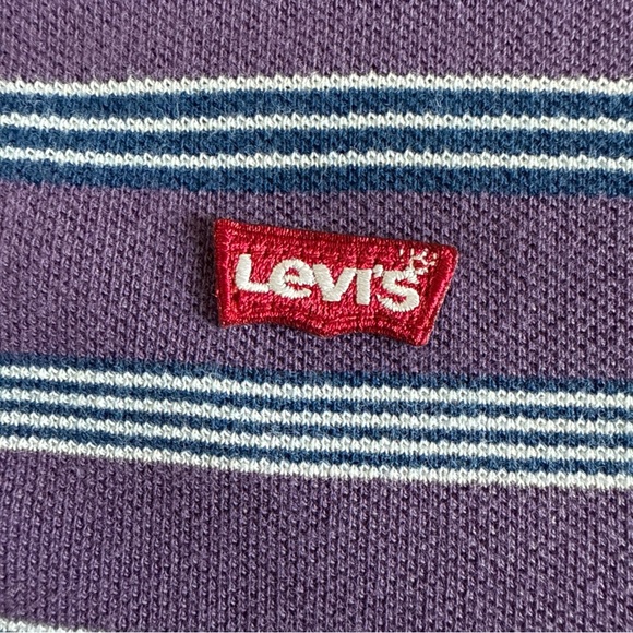 Levi's Men's Short Sleeve 100% Cotton Polo Purple Stripe Size S - Picture 6 of 8